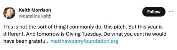 Keith Morrison tweet. 