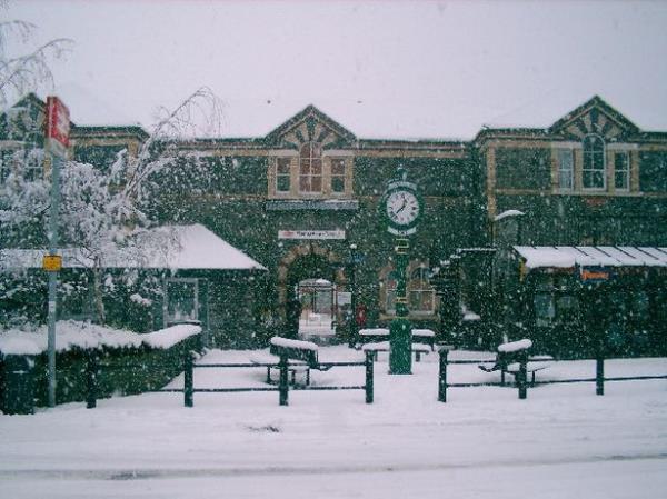 Welsh village of Betws-y-Coed covered in snow